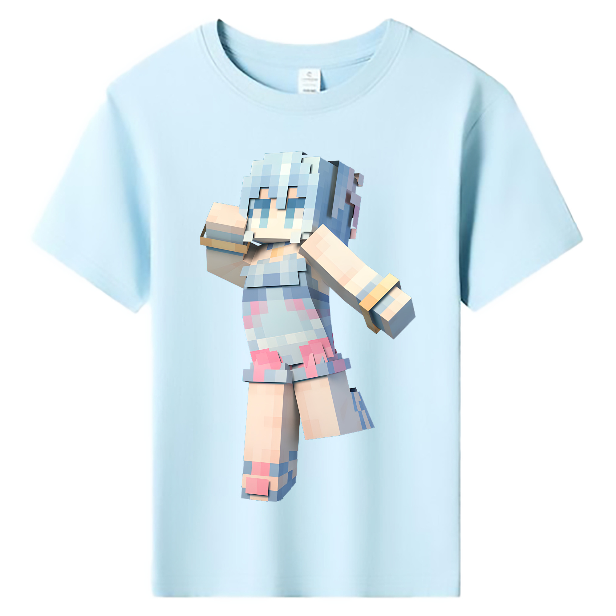 （画像用） マインクラフト ブロックの世界 Minecraft MC Block world 綿100％キッズTシャツ（フロントプリント）